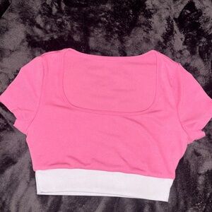 Chic Pink and White Women's Crop Top